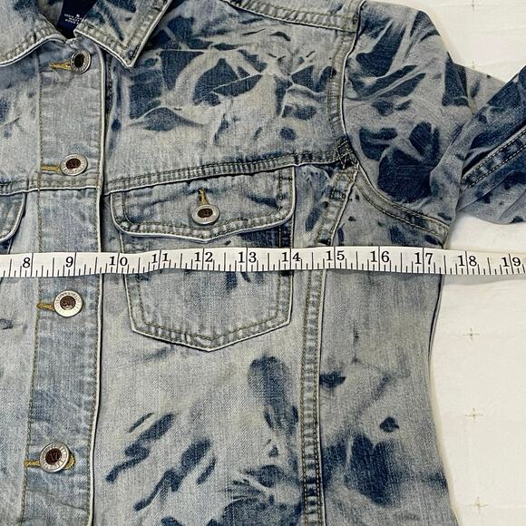 VTG Ann Taylor Jeans Tie Dye Denim Crop Jean Jacket Women's S Blue | EUC - Picture 9 of 10
